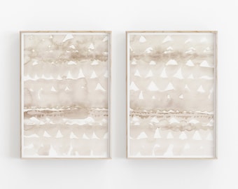 Beige Painting Set of 2, Abstract Watercolor Wall Art, PRINTABLE Art, Printable Wall Decor, Poster