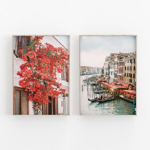 Italy Print Set of 2, Venice Travel Gallery Wall, Red Printable Art, INSTANT DOWNLOAD,  Photography, Travel Printable Wall Decor