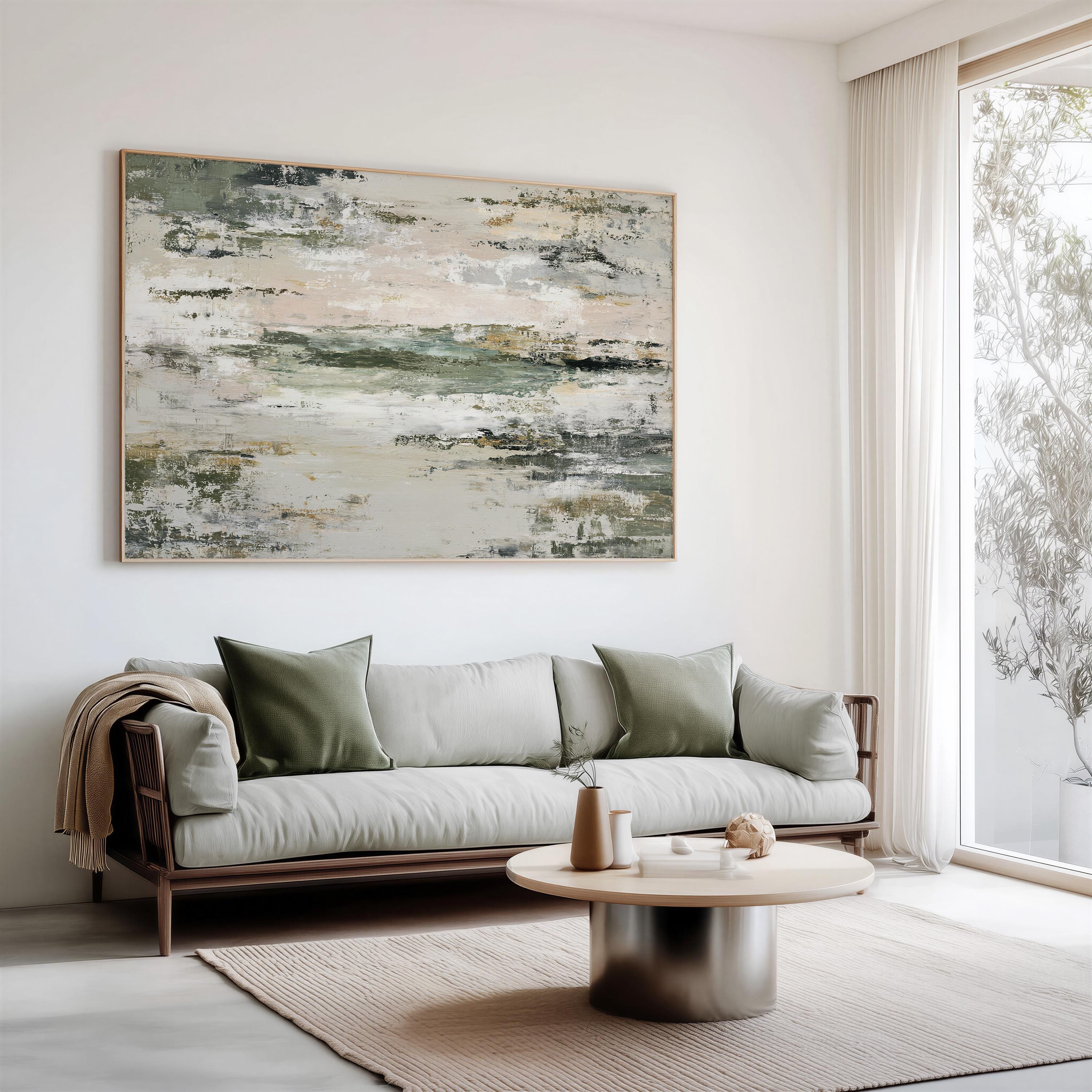 Abstract Sage Green and Beige Art Print | Acrylic Painting | Modern ...