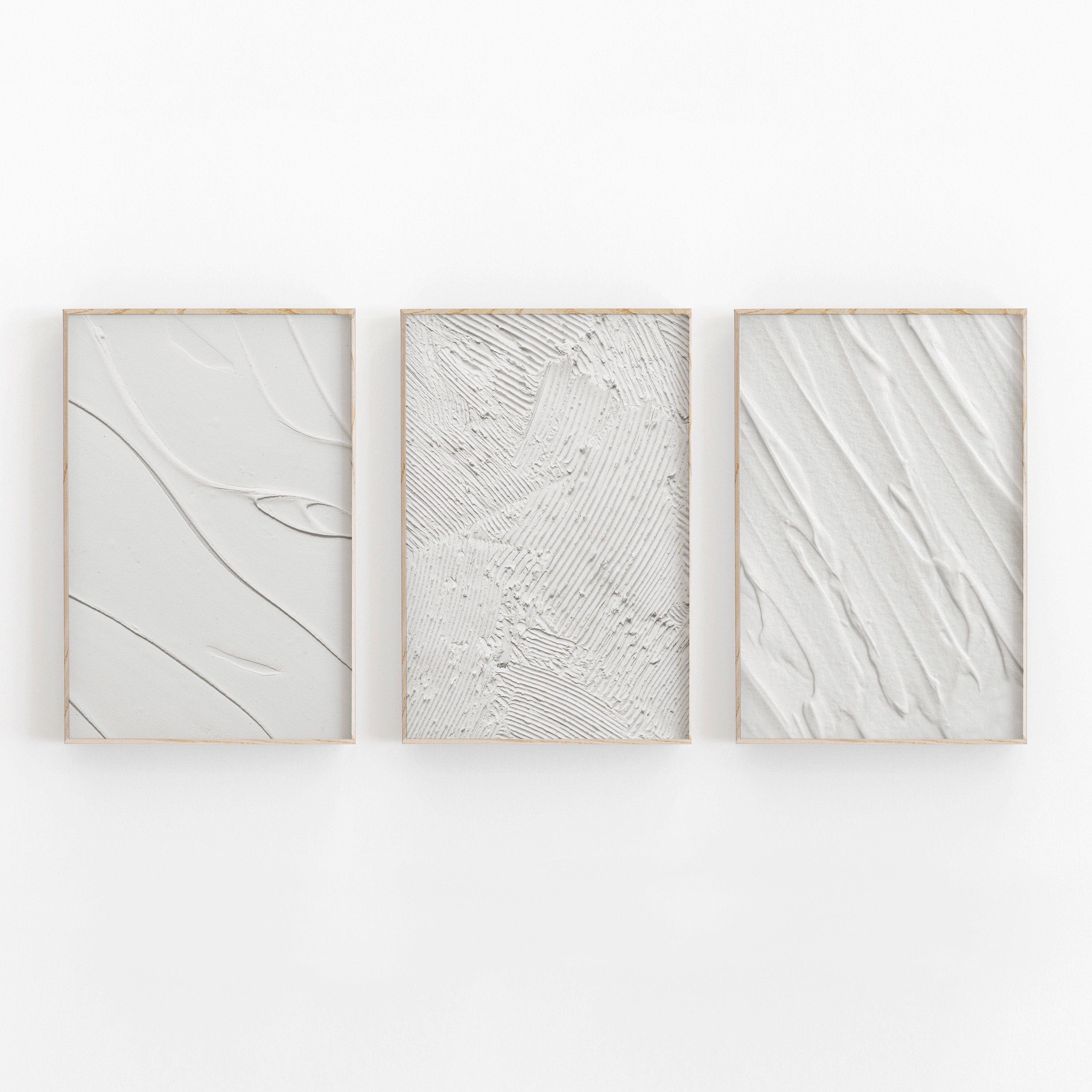 Minimal White Abstract Painting Print Set of 3 Wall Art, PRINTABLE Art, Printable Wall Decor, Poster