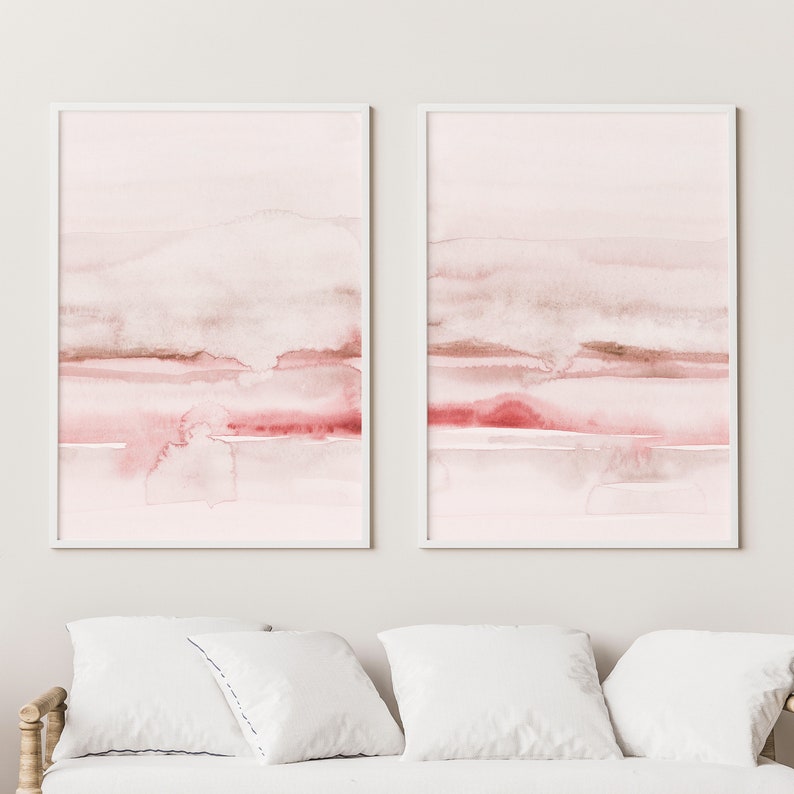 Blush Pink Painting Set of 2, Abstract Watercolor Print, Printable Art, INSTANT DOWNLOAD, Modern Minimalist Poster, Printable Wall Decor image 4