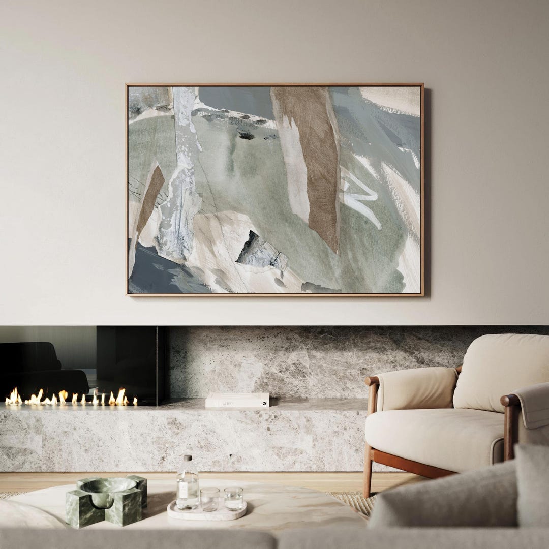 Abstract Sage Green and Grey Art Print | Acrylic Painting | Modern ...