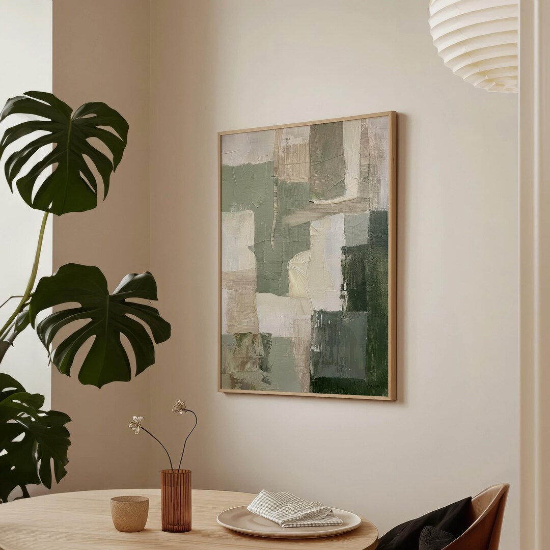 Abstract Green and Beige Art Print | Acrylic Painting | Modern ...