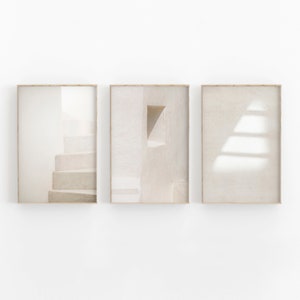 Minimaler Weißer Print 3er Set, Beige Wandkunst, DRUCKBARE Kunst, Fotografie, druckbare Wanddekoration, Poster