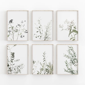 Botanical Print Set of 6, Botanical Print, Printable Art, INSTANT DOWNLOAD, Modern Minimalist Poster, Printable Wall Decor