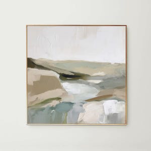 Abstrakcyjny wydruk artystyczny z pejzażem | Kwadratowy obraz akrylowy | Nowoczesny minimalistyczny plakat | Dekoracja ścienna na płótnie