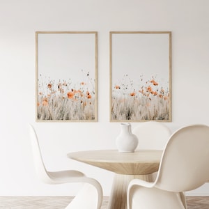 Poppies Print Set de 2, Impression botanique, Art imprimable, TÉLÉCHARGEMENT INSTANTANÉ, Affiche minimaliste moderne, Décor mural imprimable image 3