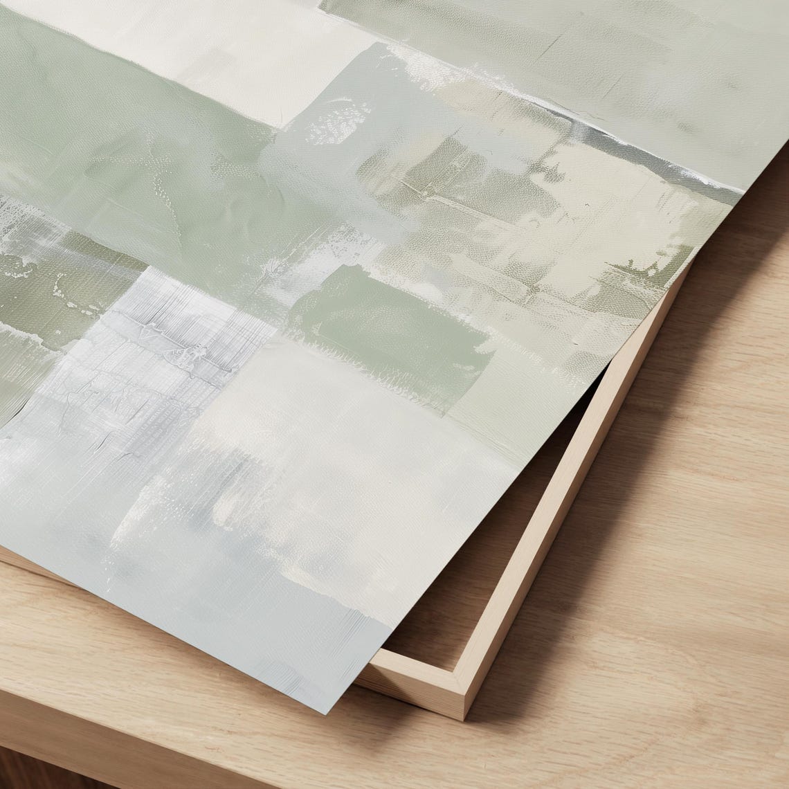 Neutral Sage Green Abstract Art Print | Square Acrylic Painting ...