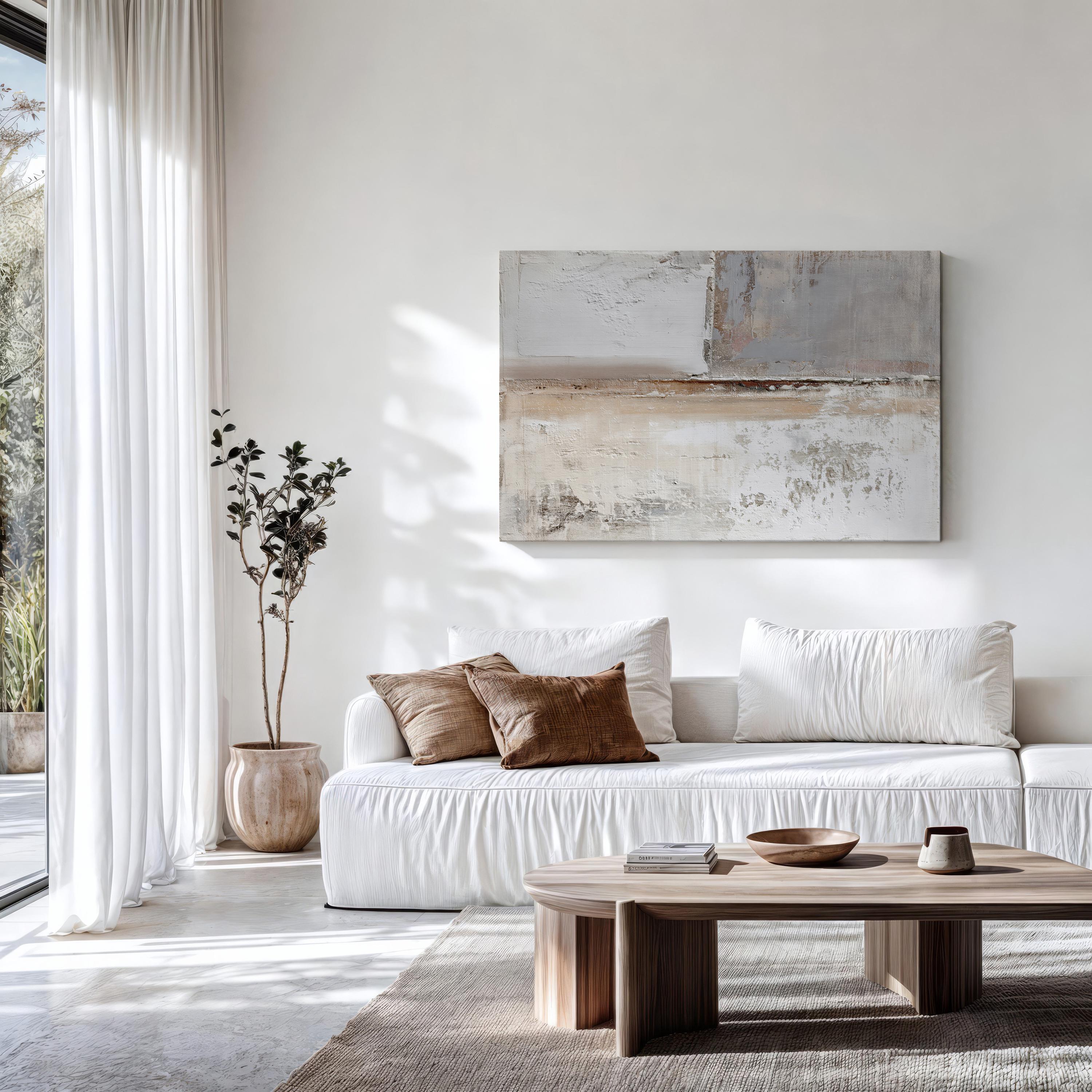 Abstract Beige and White Art Print | Neutral Acrylic Painting | Modern ...