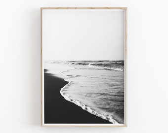 Beach Print, Black And White Art, INSTANT DOWNLOAD, Modern Minimalist Poster, Printable Wall Decor