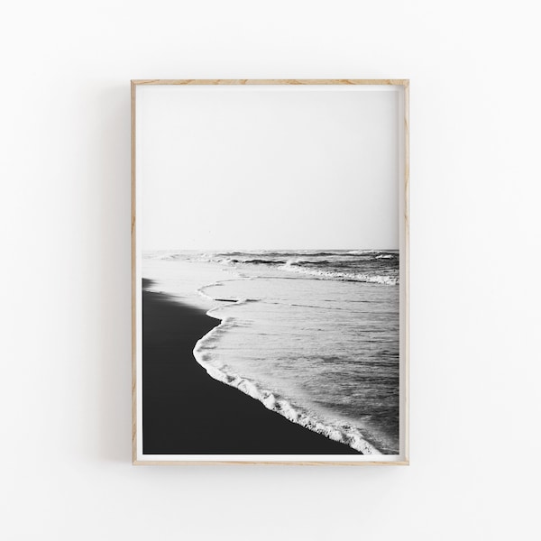 Beach Print, Black And White Art, INSTANT DOWNLOAD, Modern Minimalist Poster, Printable Wall Decor