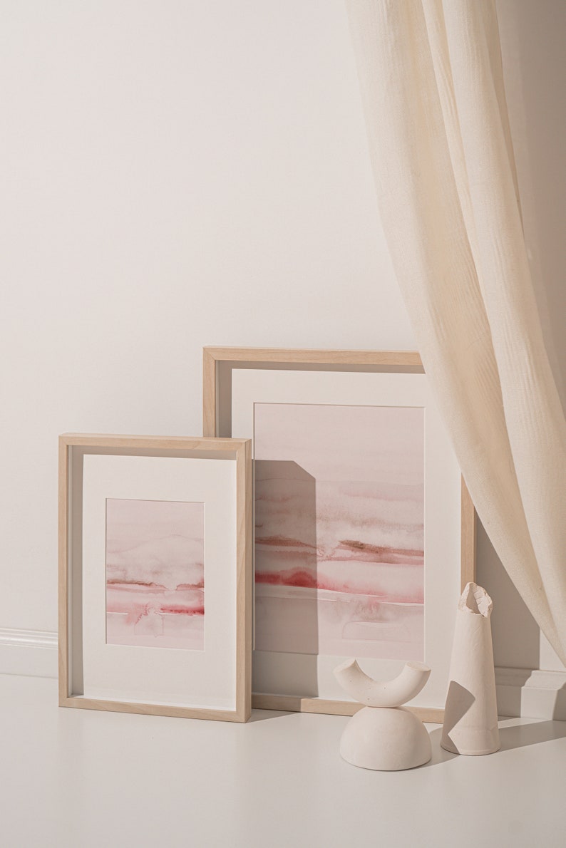 Blush Pink Painting Set of 2, Abstract Watercolor Print, Printable Art, INSTANT DOWNLOAD, Modern Minimalist Poster, Printable Wall Decor image 3