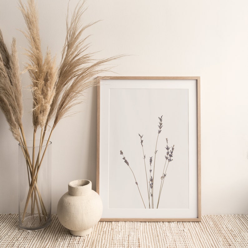 Lavender Print, Farmhouse Art, Modern Minimalist Poster, Printable Wall Decor image 3