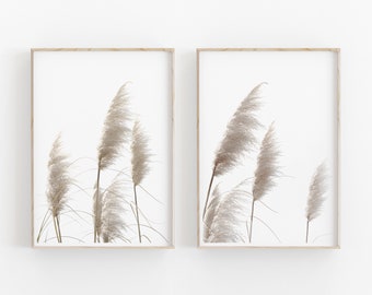 Botanical Print Set of 2, Pampas Grass Print, Printable Art, INSTANT DOWNLOAD, Modern Minimalist Poster, Printable Wall Decor