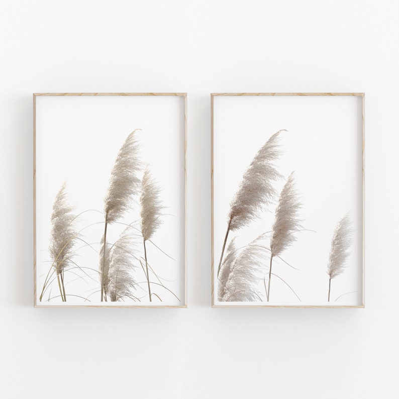 Modern Minimalist Poster Pampas Grass Print INSTANT DOWNLOAD Printable Wall Decor Botanical Print Set of 2 Printable Art