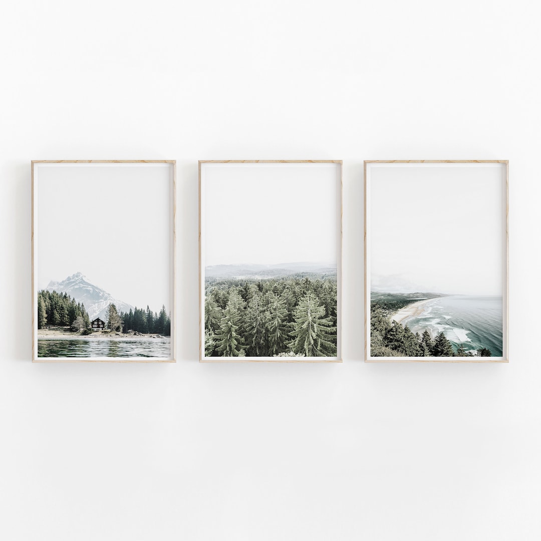 Nature Print Set of 3, Pine Trees Print, Printable Art, INSTANT ...
