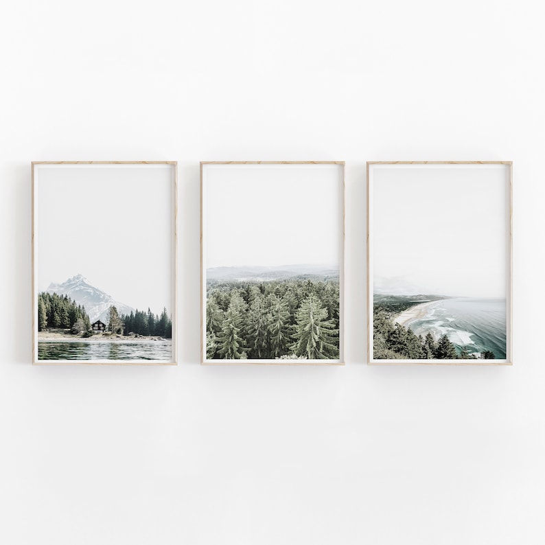 Nature Print Set of 3, Pine Trees Print, Printable Art, INSTANT DOWNLOAD, Modern Minimalist Poster, Printable Wall Decor image 1