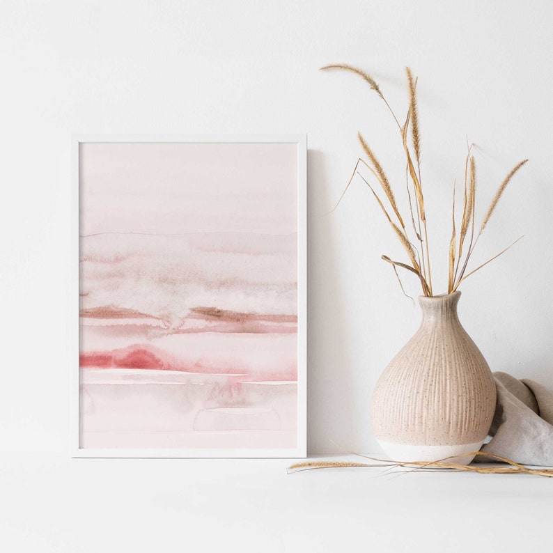 Blush Pink Painting Set of 2, Abstract Watercolor Print, Printable Art, INSTANT DOWNLOAD, Modern Minimalist Poster, Printable Wall Decor image 8