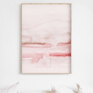 Blush Pink Painting Set of 2, Abstract Watercolor Print, Printable Art, INSTANT DOWNLOAD, Modern Minimalist Poster, Printable Wall Decor image 9
