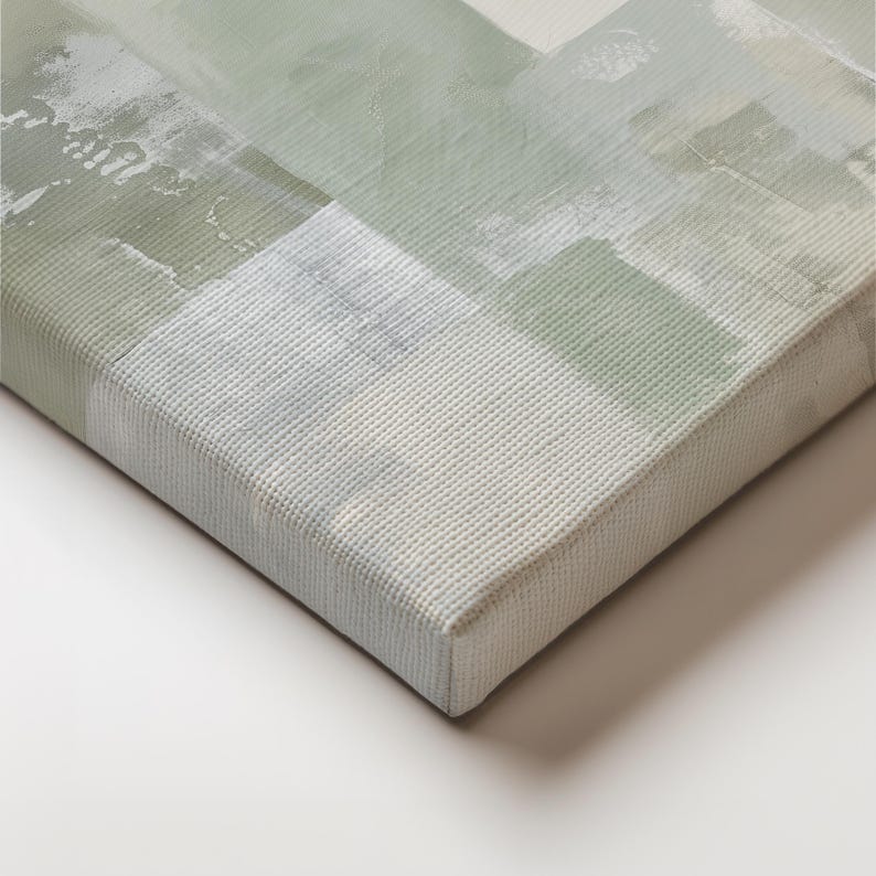 Neutral Sage Green Abstract Art Print | Square Acrylic Painting ...