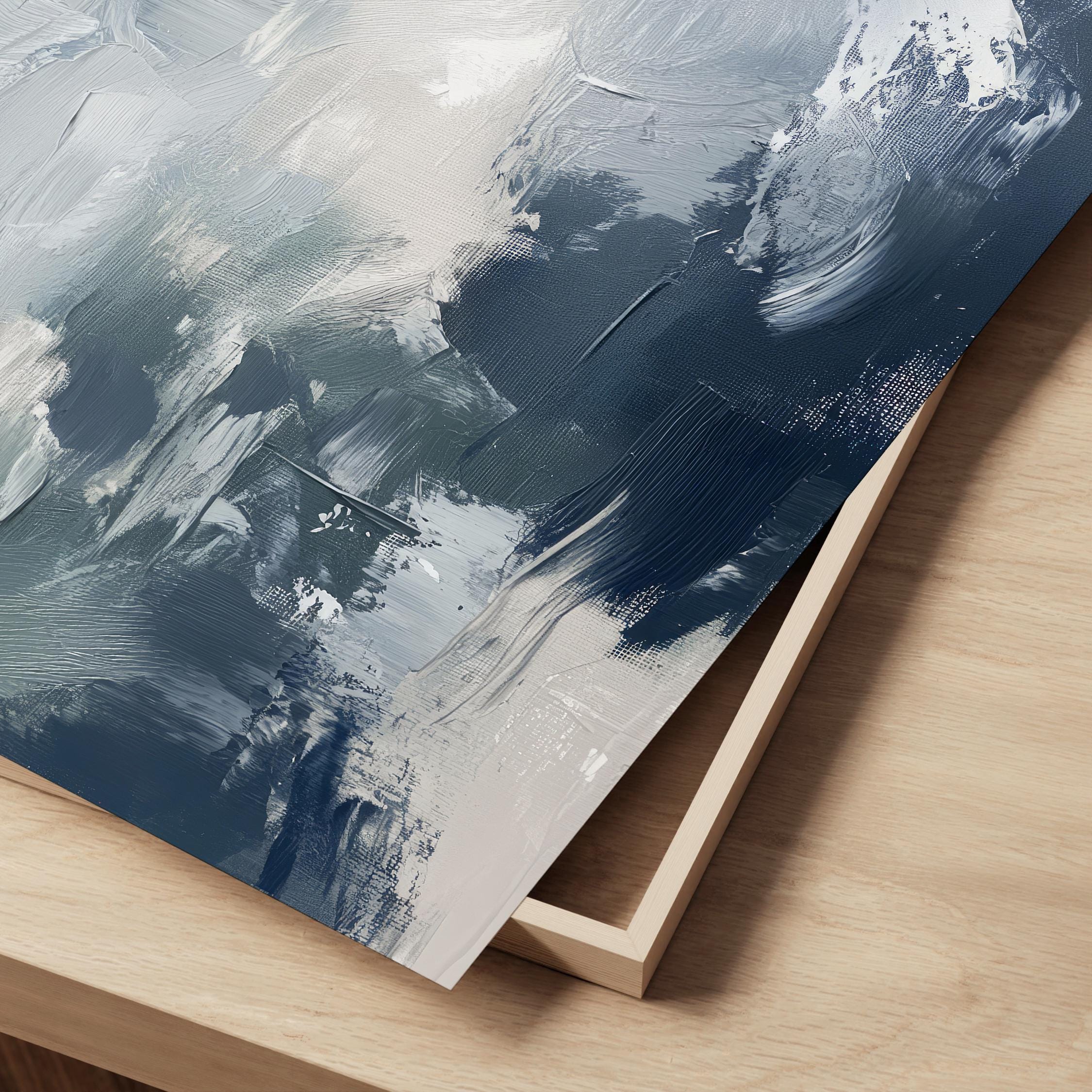 Neutral Blue and Grey Abstract Art Print | Square Acrylic Painting ...