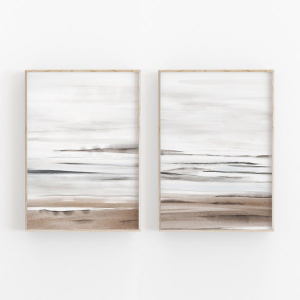 Brown And Grey Painting Set of 2, Abstract Print, Printable Art, INSTANT DOWNLOAD, Modern Minimalist Poster, Printable Wall Decor