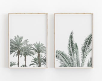 Palm Leaves Print Set of 2, Instant Art, INSTANT DOWNLOAD, Modern Minimalist Poster, Printable Wall Decor