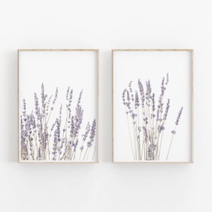 Lavender Print Set of 2, Botanical Print, Printable Art, INSTANT DOWNLOAD, Modern Minimalist Poster, Printable Wall Decor image 1