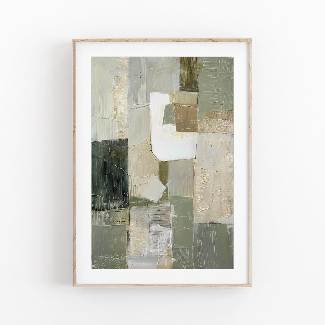 Abstract Green and Beige Art Print | Acrylic Painting | Modern ...