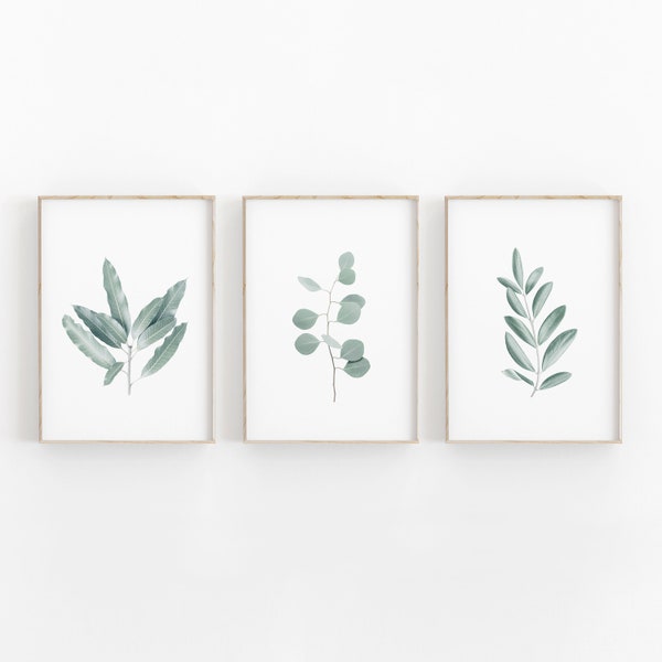 Botanical Print Set of 3, Greenery Print, Printable Art, INSTANT DOWNLOAD, Modern Minimalist Poster, Printable Wall Decor