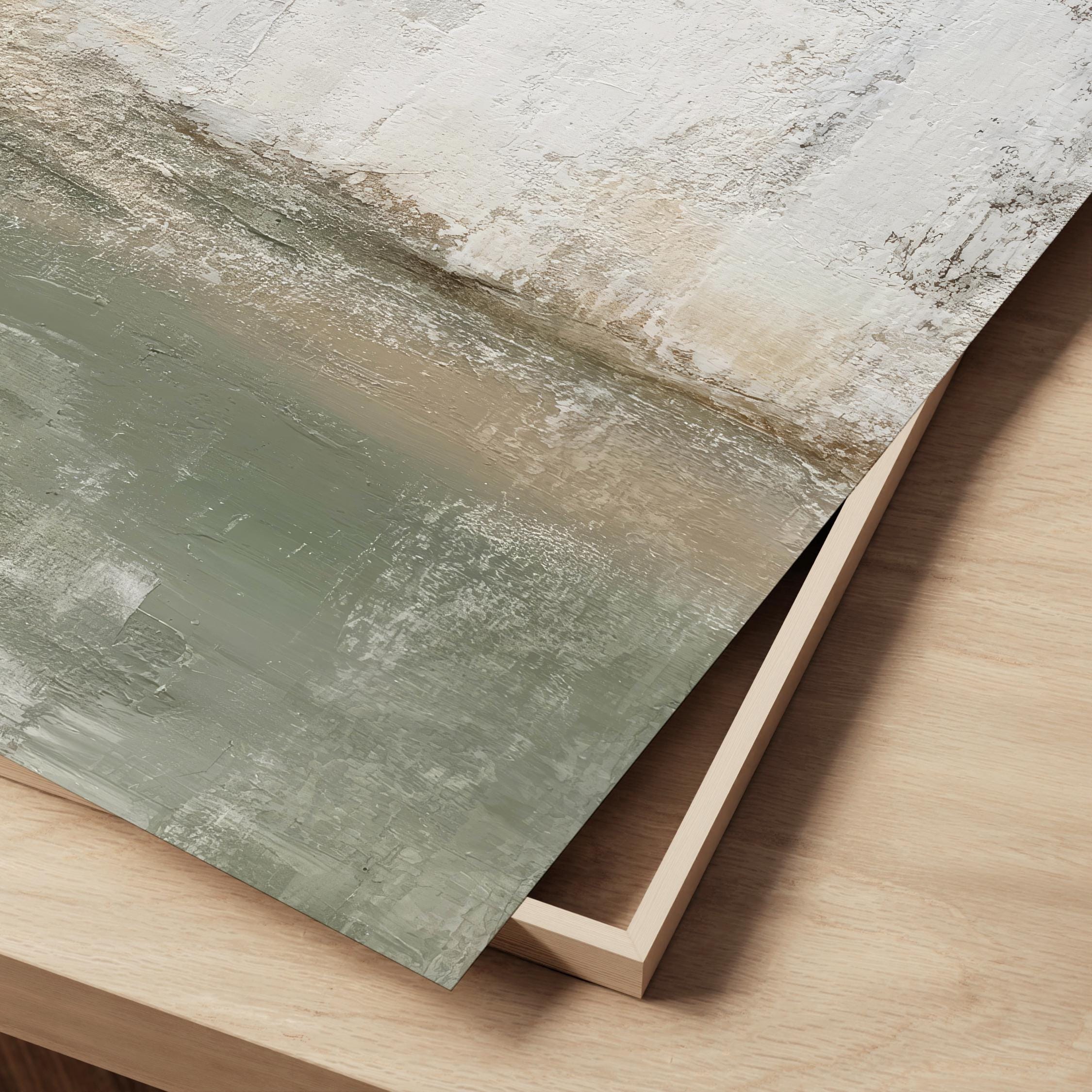 Neutral Sage Green Abstract Art Print | Square Acrylic Painting ...