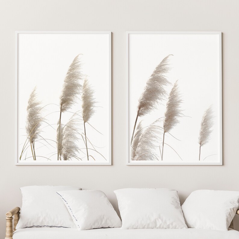 Modern Minimalist Poster Pampas Grass Print INSTANT DOWNLOAD Printable Wall Decor Botanical Print Set of 2 Printable Art