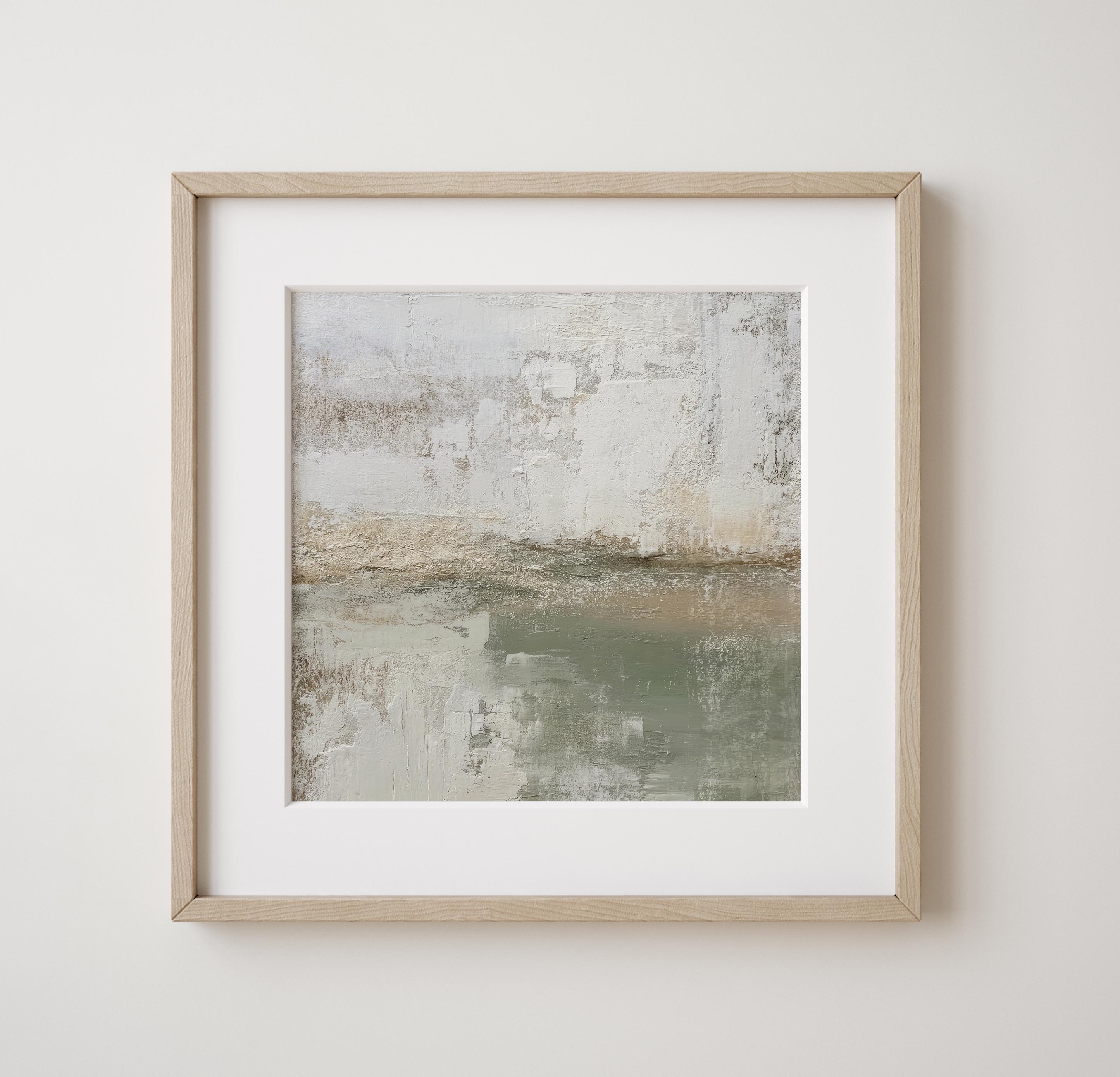 Neutral Sage Green Abstract Art Print | Square Acrylic Painting ...