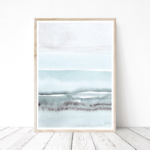 Blue and Gray Wall Printable Watercolor Print Abstract Art | Etsy