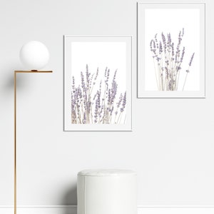 Lavender Print Set of 2, Botanical Print, Printable Art, INSTANT DOWNLOAD, Modern Minimalist Poster, Printable Wall Decor image 2