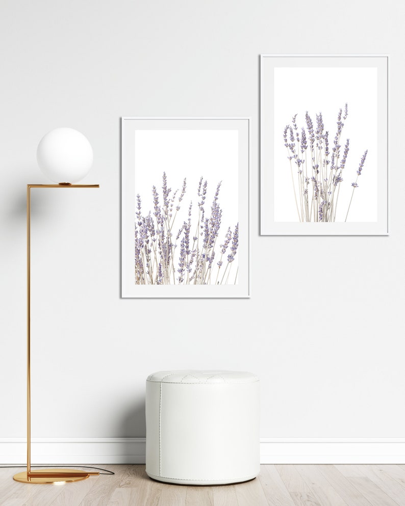 Lavender Print Set of 2, Botanical Print, Printable Art, INSTANT DOWNLOAD, Modern Minimalist Poster, Printable Wall Decor image 2