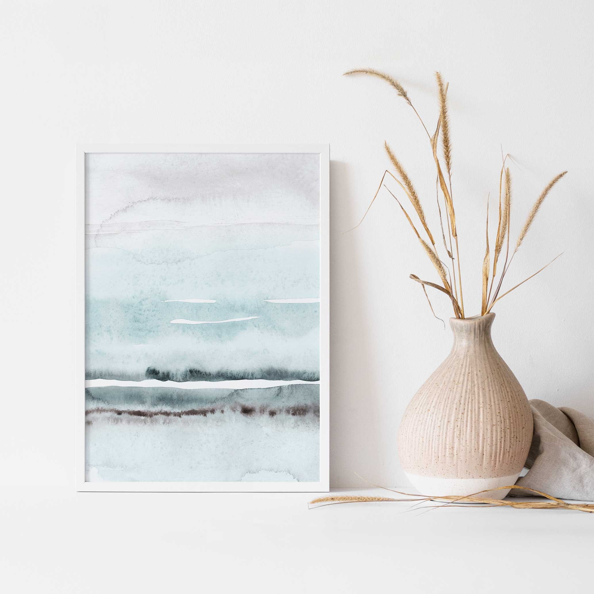 Blue and Grey Painting Abstract Watercolor Print Printable Etsy