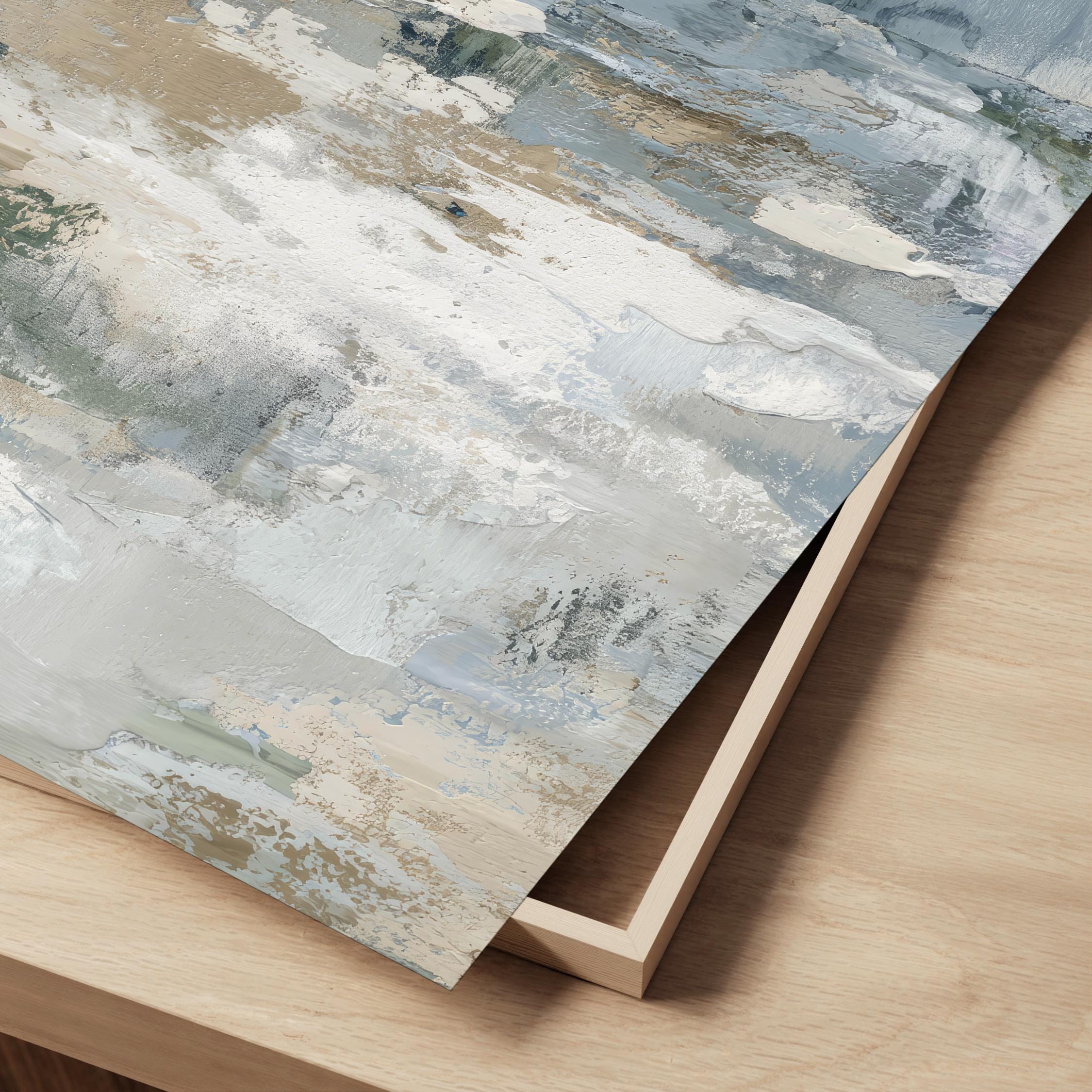 Neutral Blue and Green Abstract Art Print | Square Acrylic Painting ...