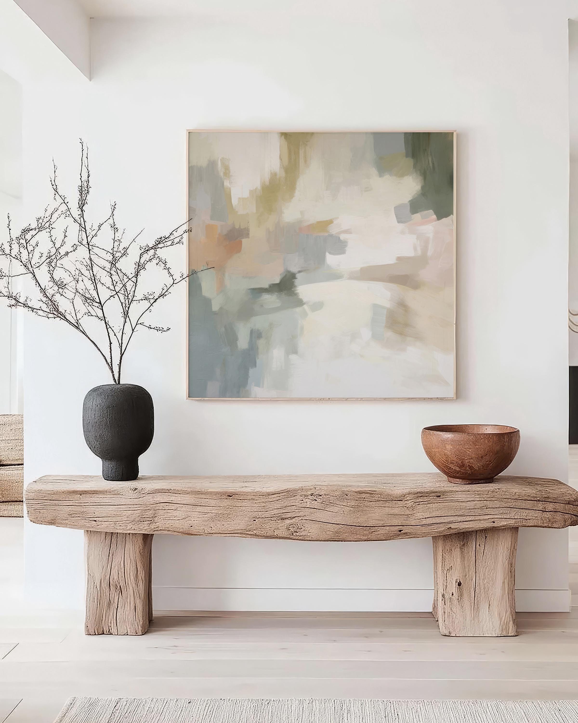 Neutral Beige Mint Green Abstract Art Print | Acrylic Painting | Modern ...