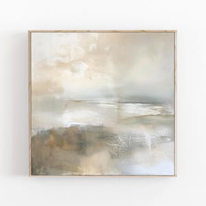 Abstrakcyjny wydruk artystyczny z pejzażem | Kwadratowy obraz akrylowy | Nowoczesny minimalistyczny plakat | Dekoracja ścienna na płótnie