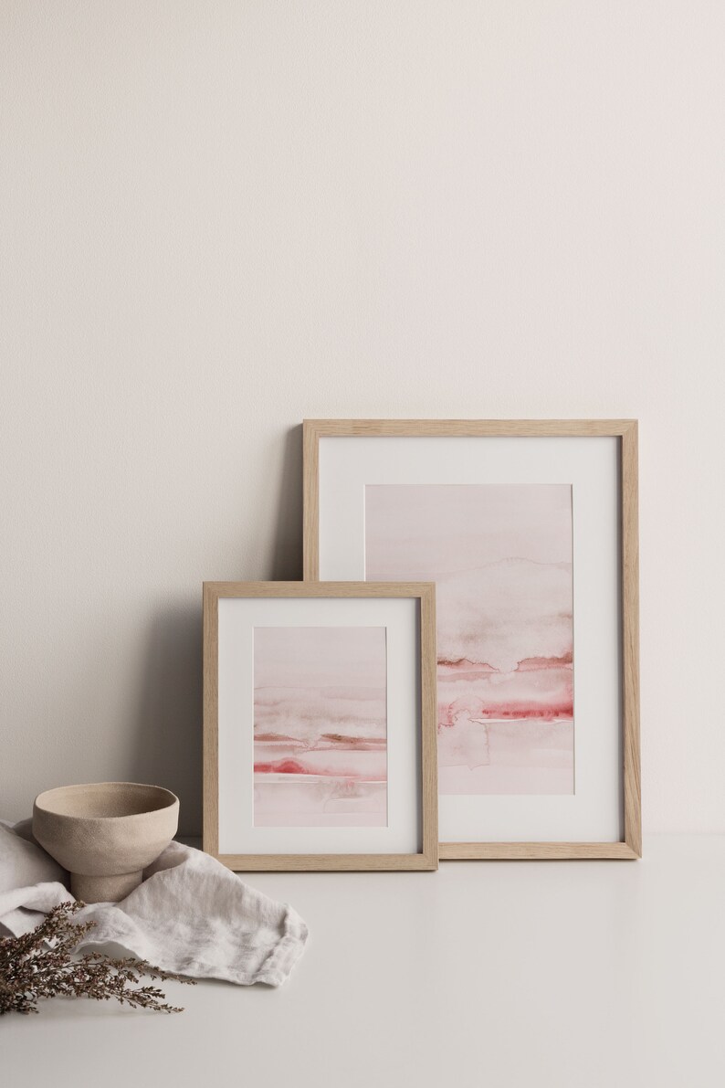 Blush Pink Painting Set of 2, Abstract Watercolor Print, Printable Art, INSTANT DOWNLOAD, Modern Minimalist Poster, Printable Wall Decor image 6