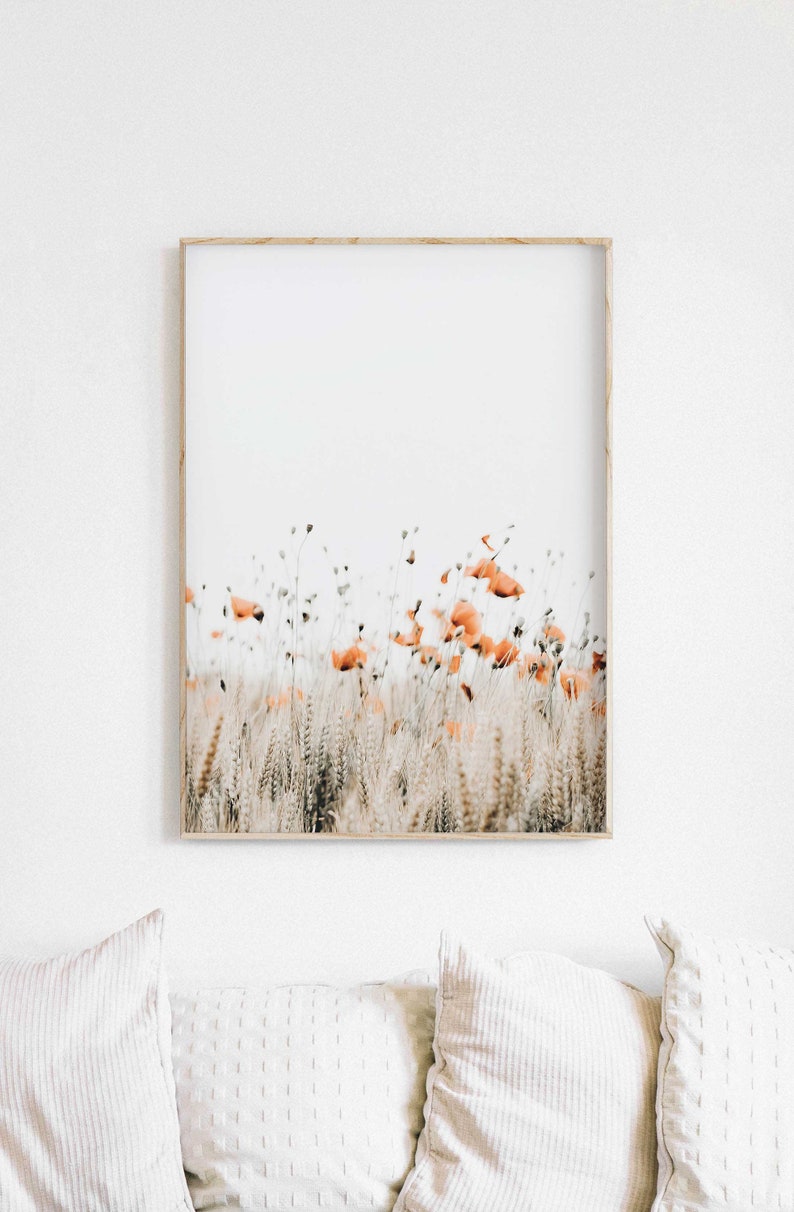 Poppies Print Set de 2, Impression botanique, Art imprimable, TÉLÉCHARGEMENT INSTANTANÉ, Affiche minimaliste moderne, Décor mural imprimable image 5