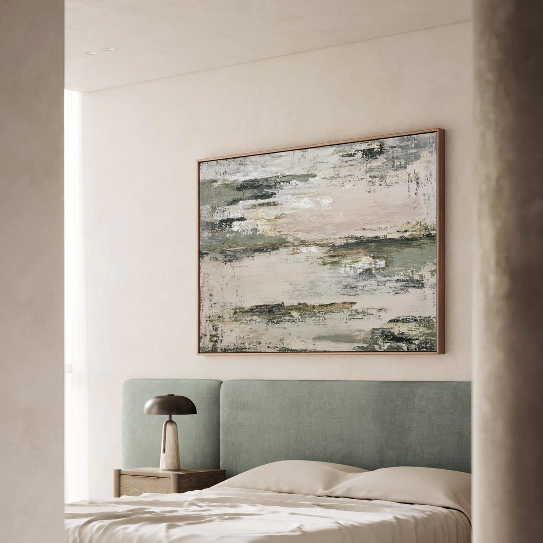 Abstract Sage Green and Beige Art Print | Acrylic Painting | Modern ...