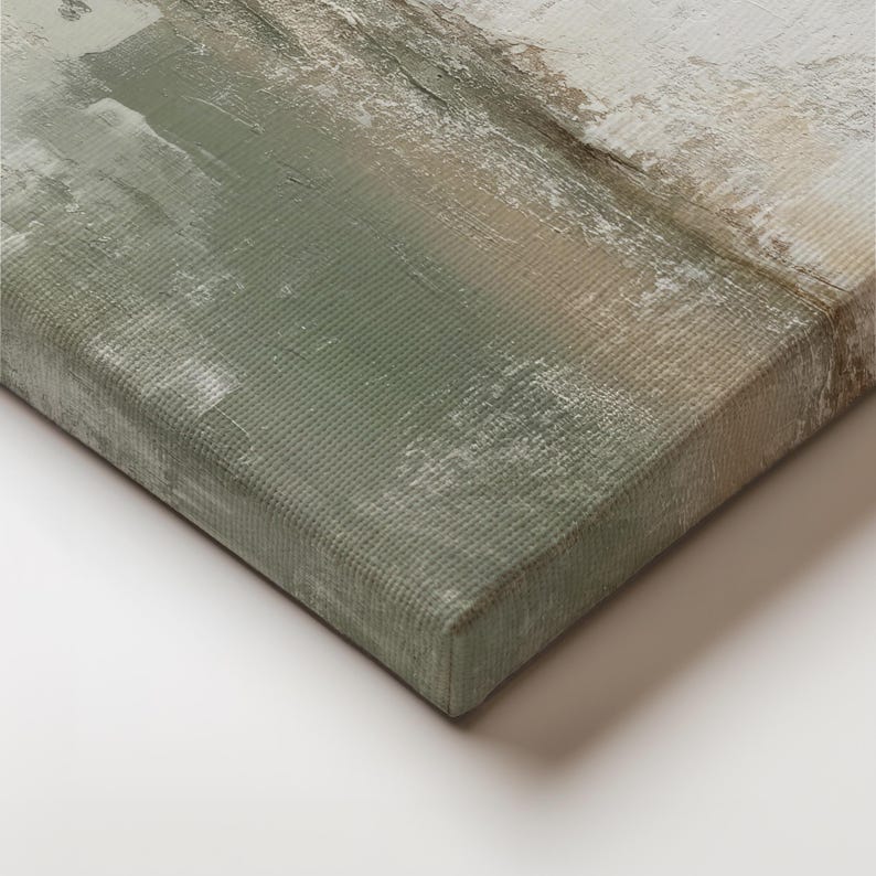 Neutral Sage Green Abstract Art Print | Square Acrylic Painting ...
