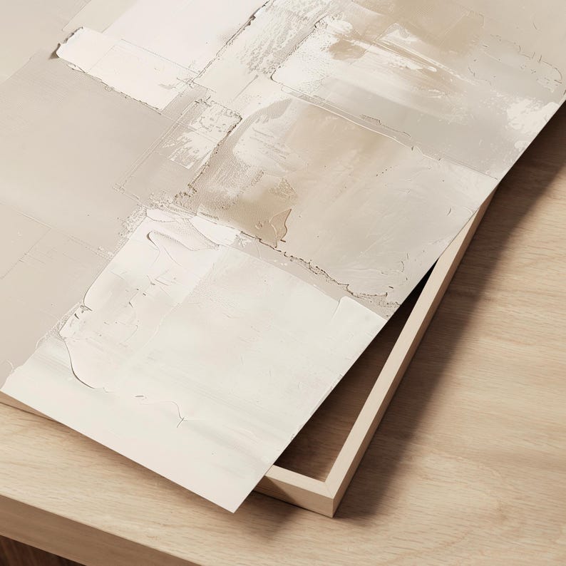Neutral Beige Abstract Art Print | Square Acrylic Painting | Modern ...