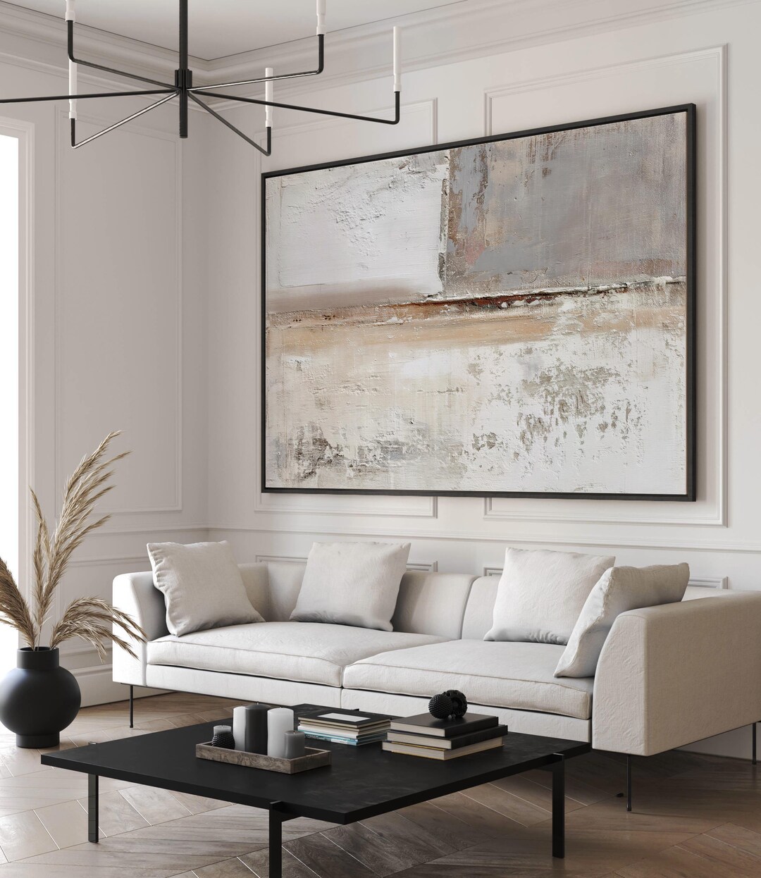 Abstract Beige and White Art Print | Neutral Acrylic Painting | Modern ...