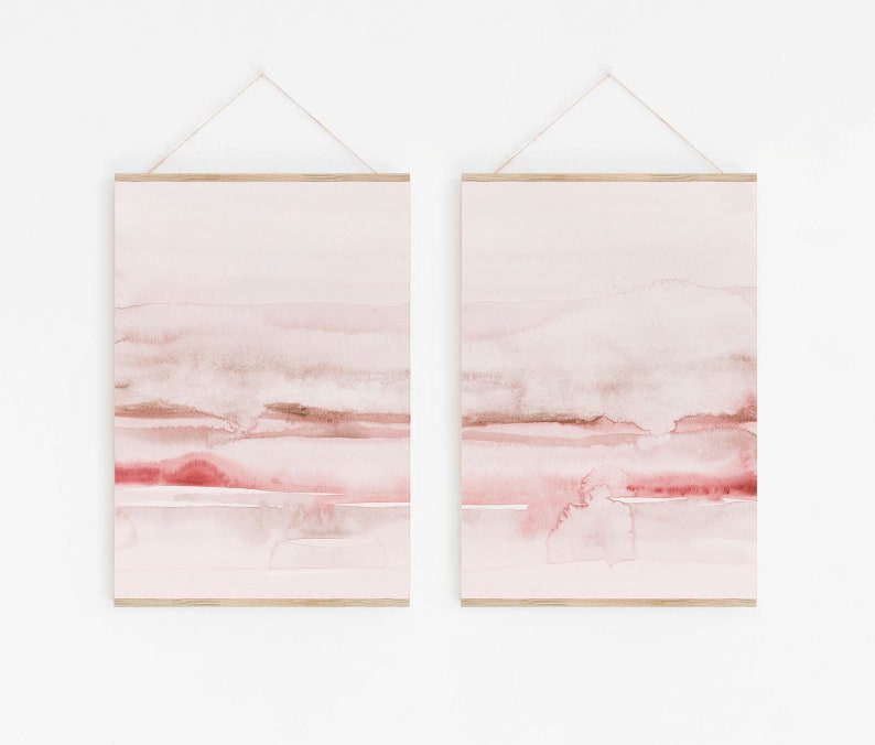 Blush Pink Painting Set of 2, Abstract Watercolor Print, Printable Art, INSTANT DOWNLOAD, Modern Minimalist Poster, Printable Wall Decor image 5