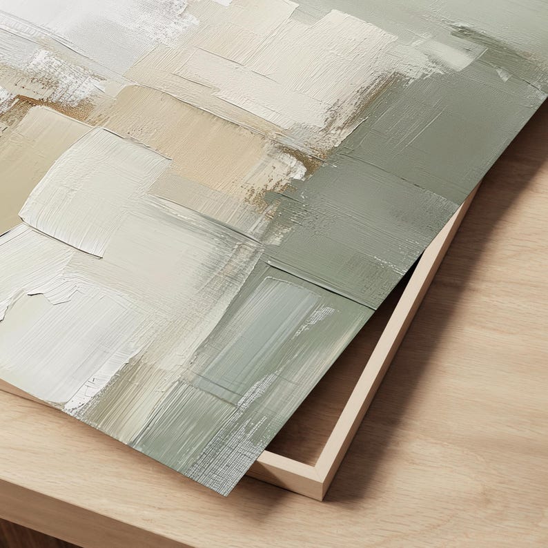 Abstract Sage Green and Beige Art Print | Acrylic Painting | Modern ...