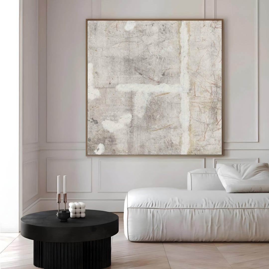 Neutral Beige Abstract Art Print | Square Acrylic Painting | Modern ...