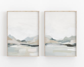 Abstract Painting Set of 2, Neutral Landscape Print, Printable Art, INSTANT DOWNLOAD, Modern Minimalist Poster, Printable Wall Decor